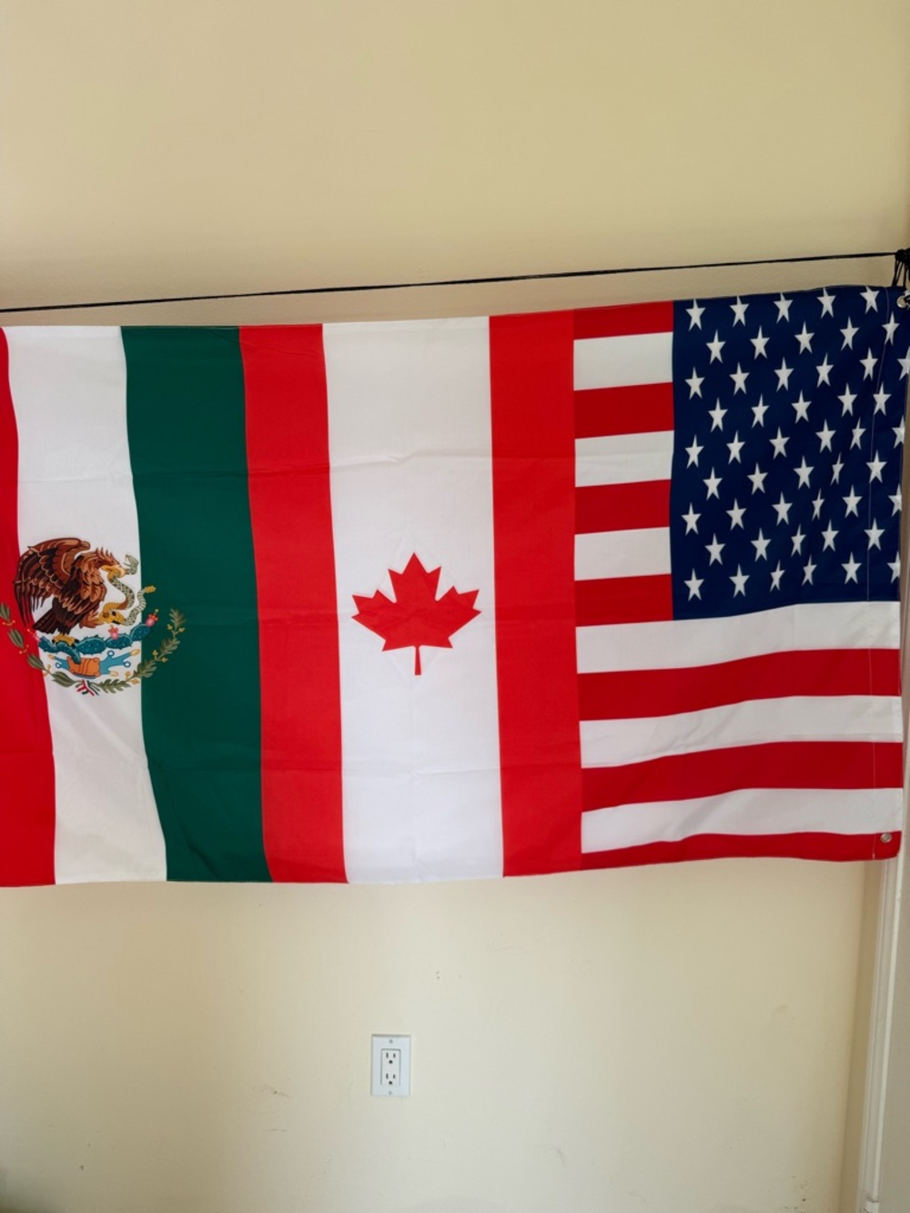 Multinational Flag  with Bold Red, White & Green Stripes